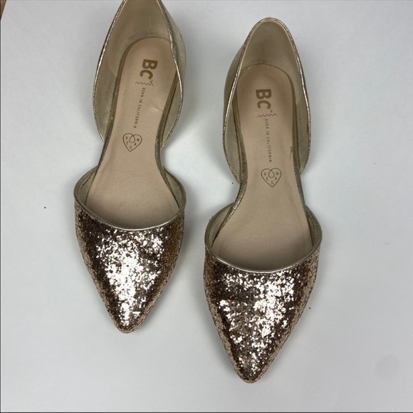 BC Footwear Shoes - BC Born in California Gold Glitter Flats 7 1/2